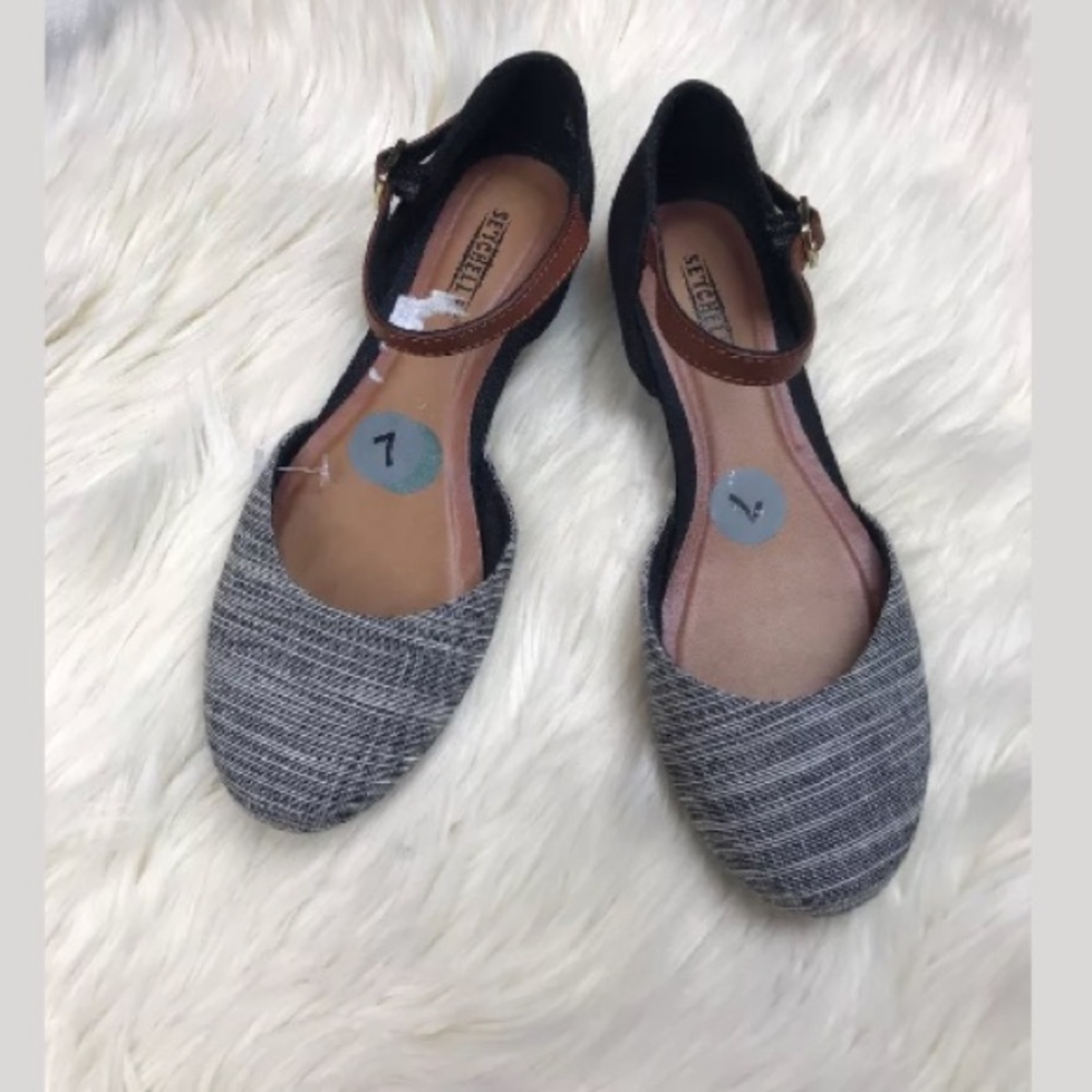 Seychelles Begonia Size 7 Ankle Strap Flats Gray